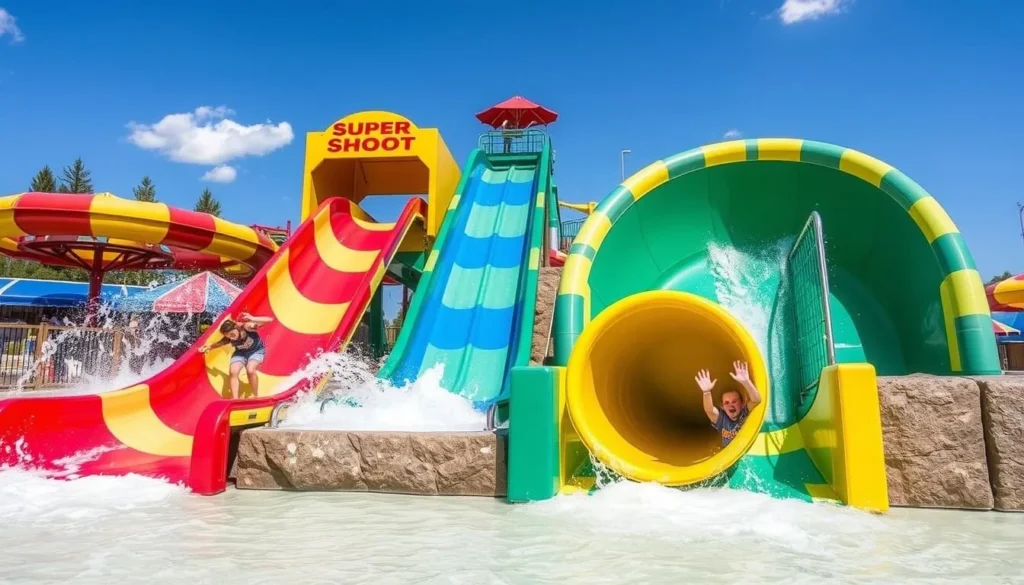 An image of Nisswa Family Fun Waterpark's Super Shoot Body Slide and Drop Slide.
