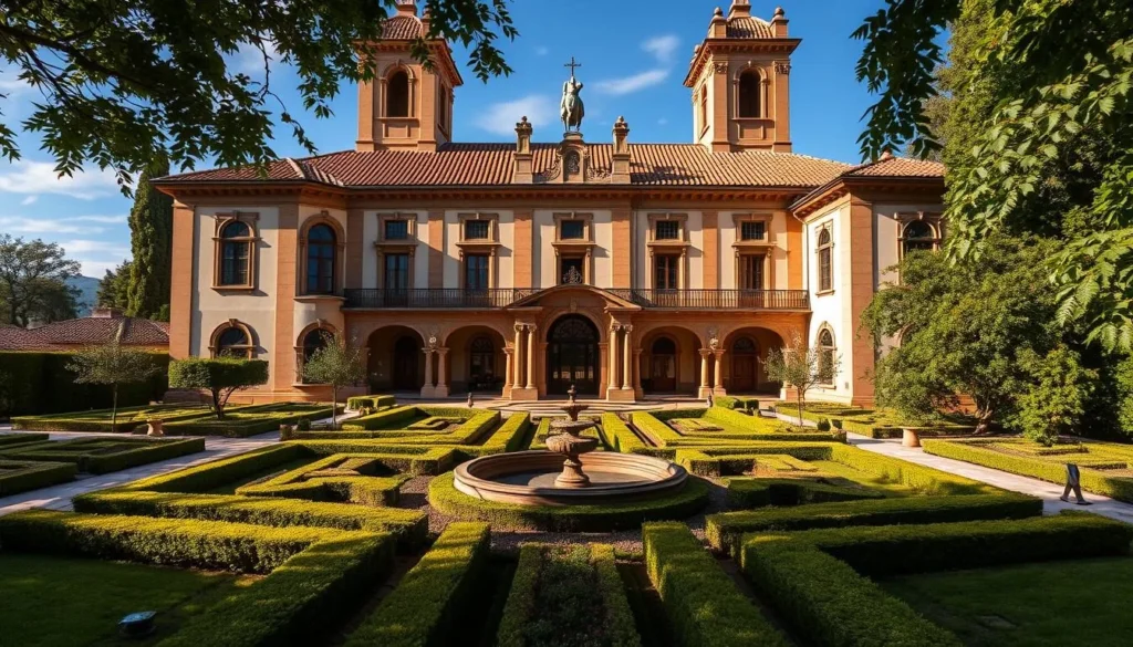 An image of Palacio Rioja, highlighting its elegant architecture and beautifully restored gardens.