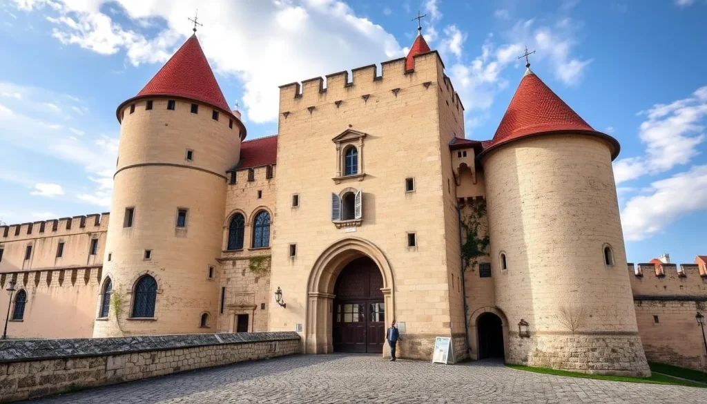 An image of Pisek's medieval city walls and gates, showcasing their historical significance.
