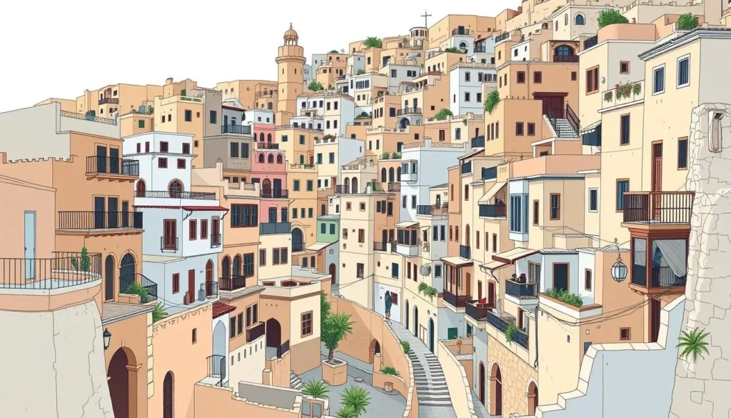 An image of Sanaa's Old City, showcasing its tall houses and narrow streets.