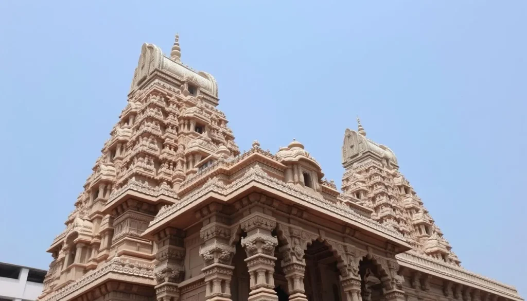 An image of Sri Ranganathaswamy Temple's intricate carvings and towering gopurams.