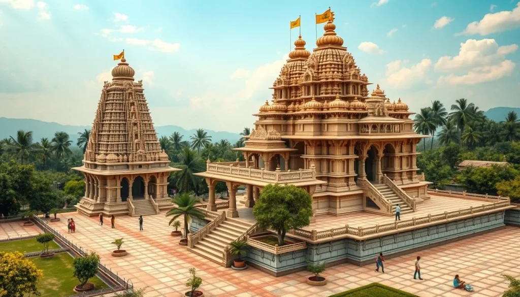 An image of Teerthdham Mangalayatan's elaborate Jain temple complex.