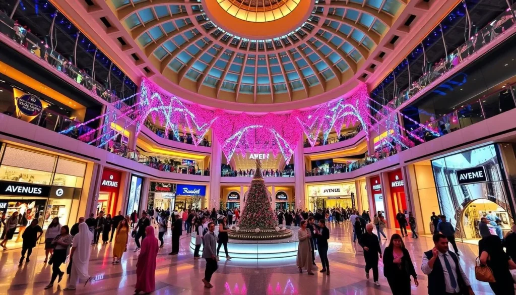 An image of The Avenues Mall in Kuwait, showcasing its grand architecture and bustling atmosphere.