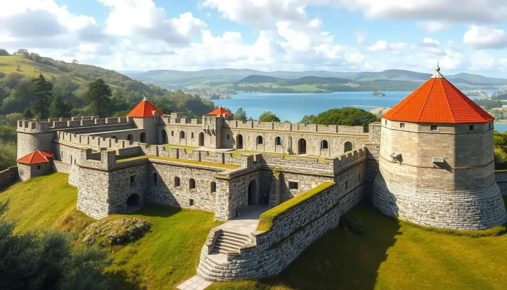 An image of Totness Fort with its colonial architecture and surrounding landscape.