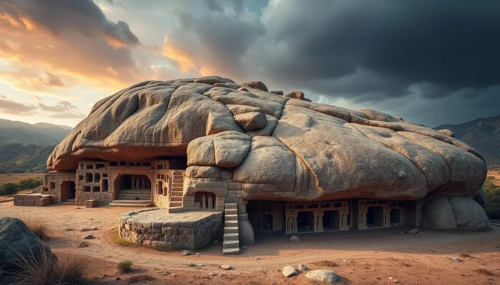 An image of Ventanillas de Otuzco, a pre-Inca funerary complex with 337 tomb niches carved into solid rock.