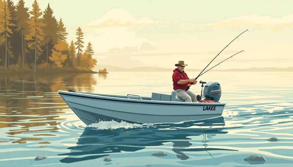An image of a fishing boat on Otter Tail Lake with a fishing guide