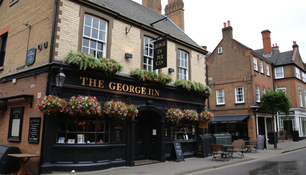 An image of a historic pub in Southwark, such as The George Inn.