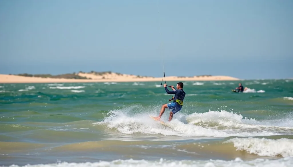 An image of a kitesurfer on the Baltic Sea near the Curonian Spit
