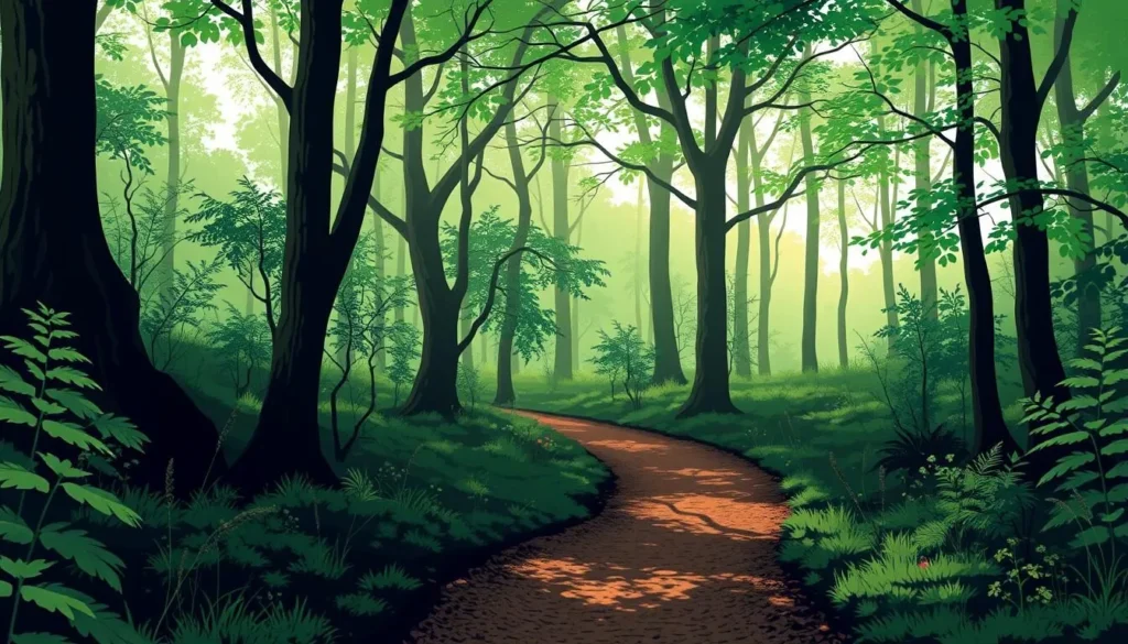 An image of a serene forest trail in Ruislip Woods National Nature Reserve
