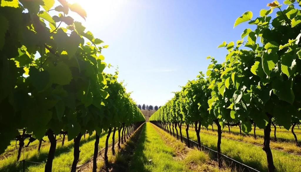 An image of a vineyard in Long Island's North Fork during a sunny day.