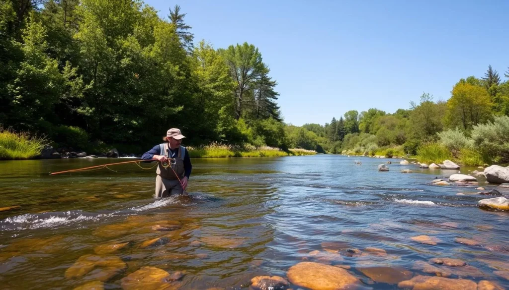 An image of fly fishing in the crystal-clear streams of Lanesboro, Minnesota.