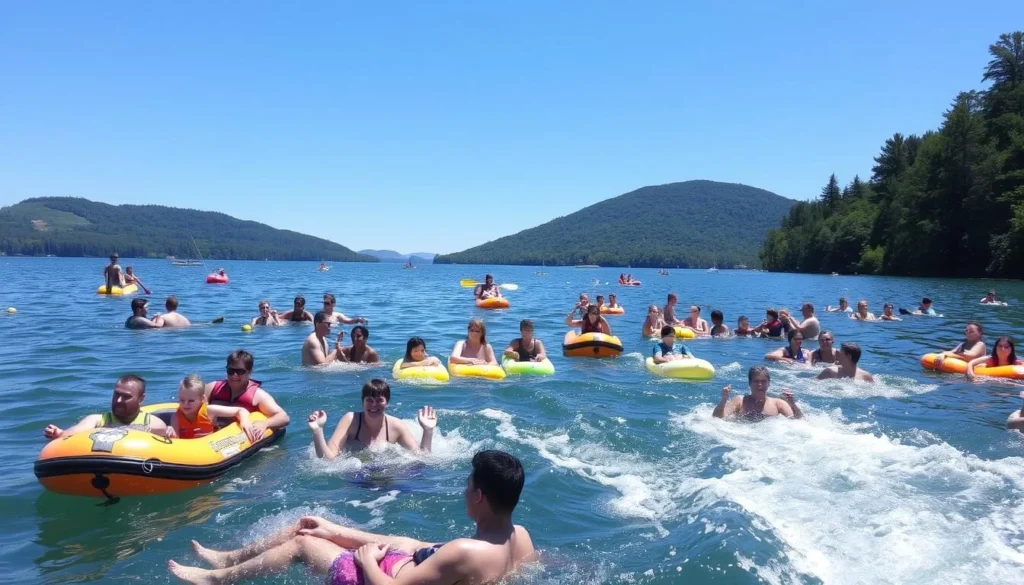 An image of people enjoying water activities on Lake Blue Ridge
