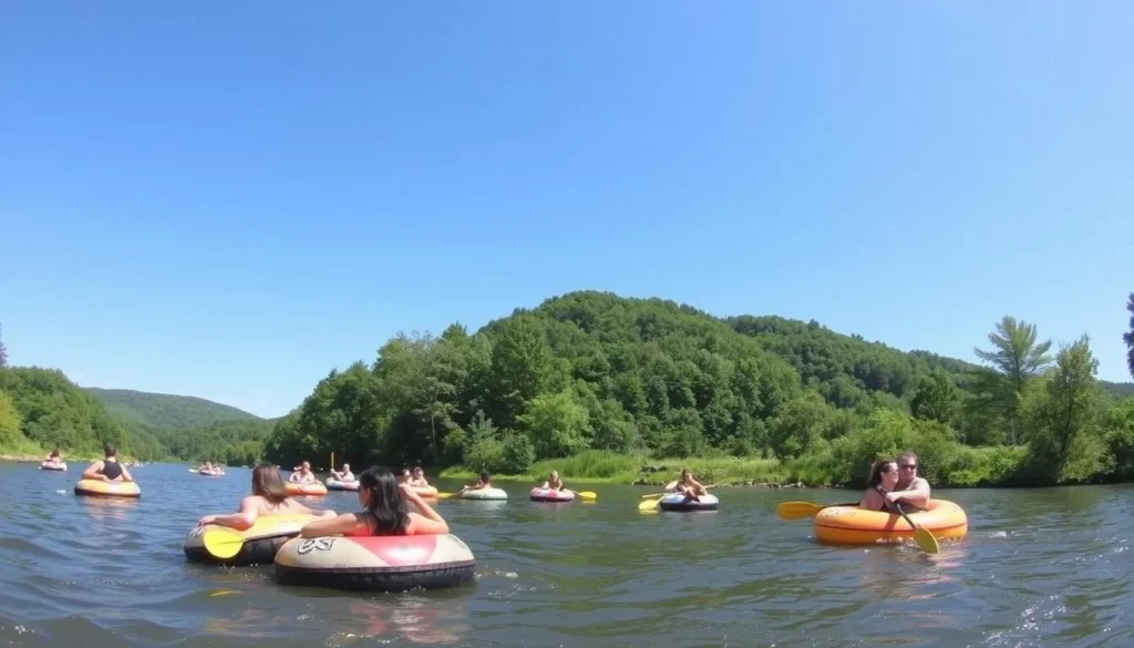 An image of people tubing or kayaking on the Toccoa River