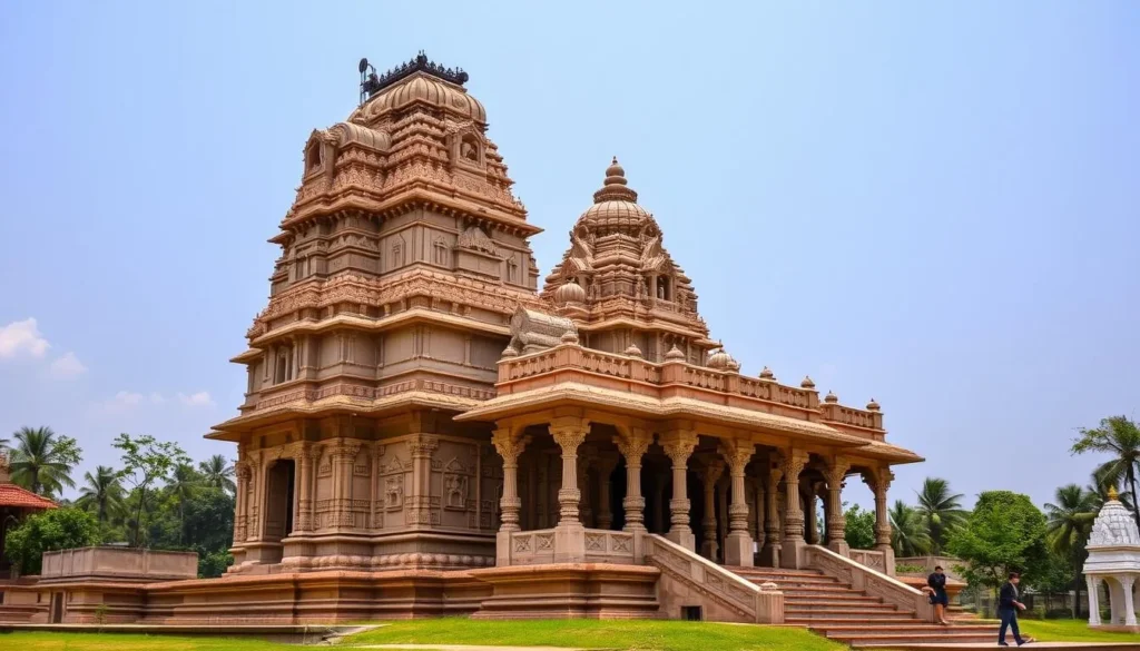 An image of the 700-year-old Karguvanji Jain Temple, a main pilgrimage site for Digambar Jains.