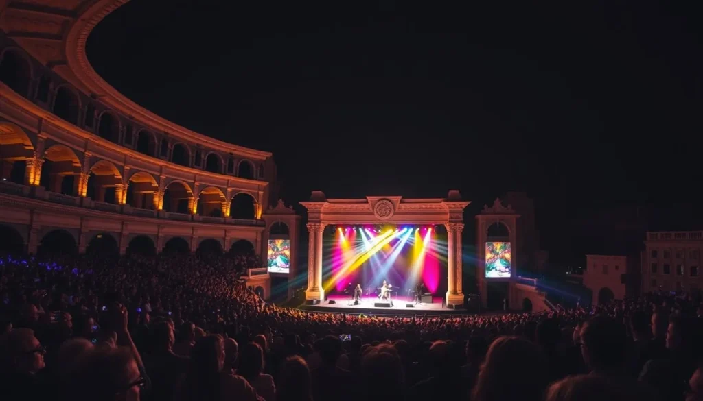 An image of the Bosra Amphitheater during a performance