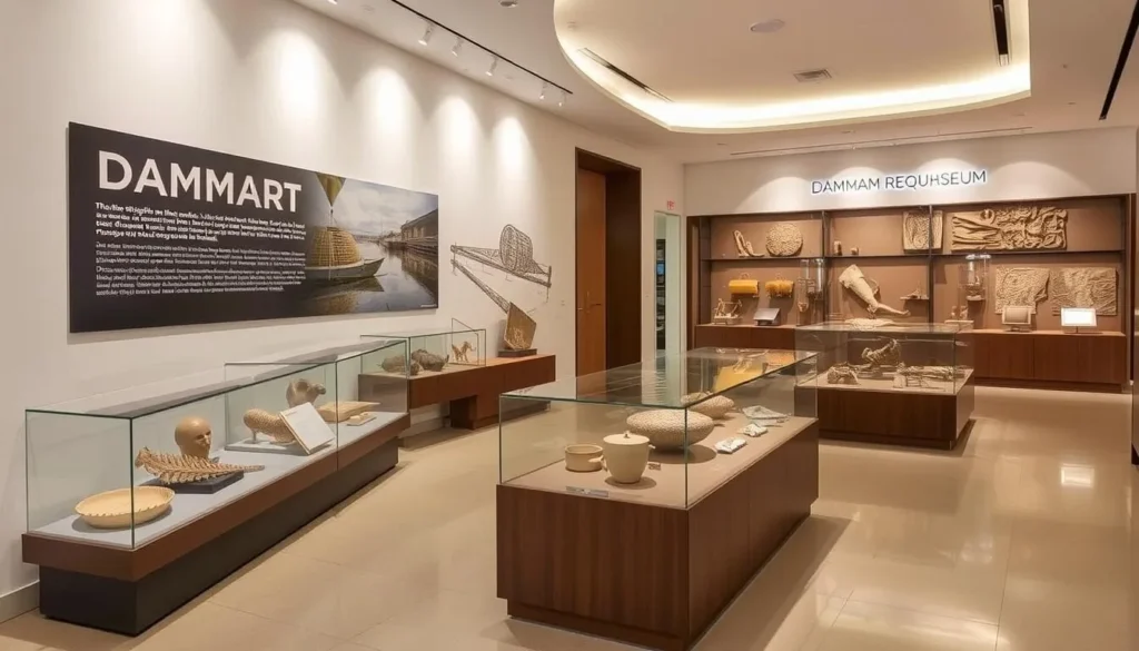 An image of the Dammam Regional Museum's exhibit showcasing archaeological findings and historical artifacts.