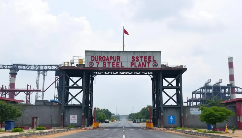 An image of the Durgapur Steel Plant's main gate or a significant landmark within the plant.