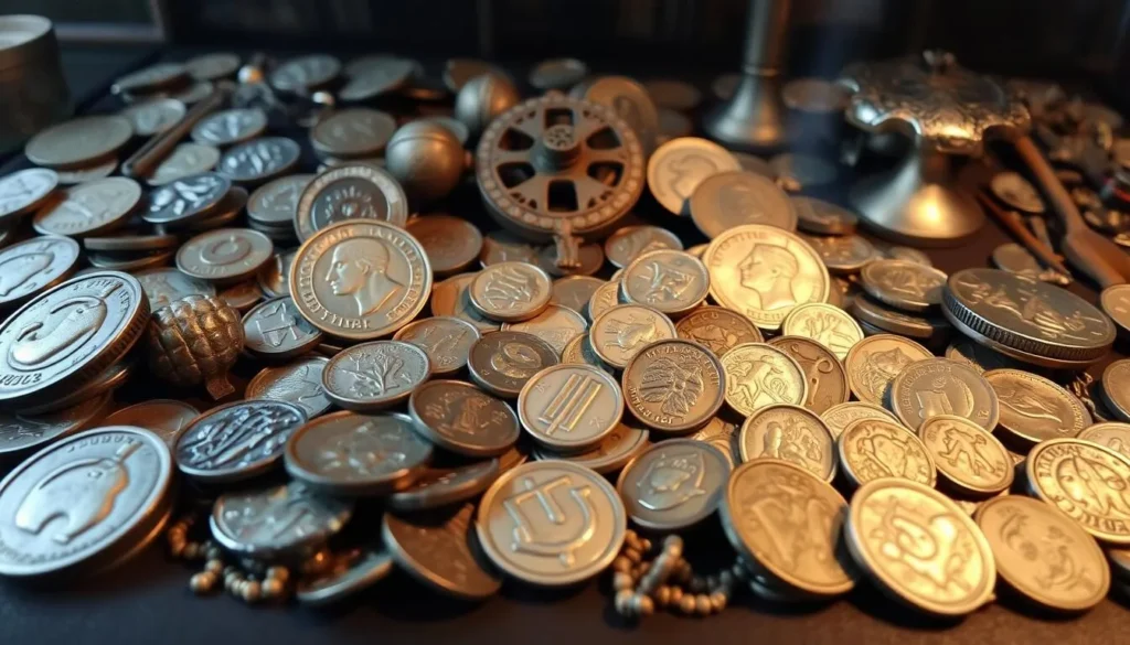 An image of the Gotland Museum's Viking treasury, showcasing silver coins and artifacts.