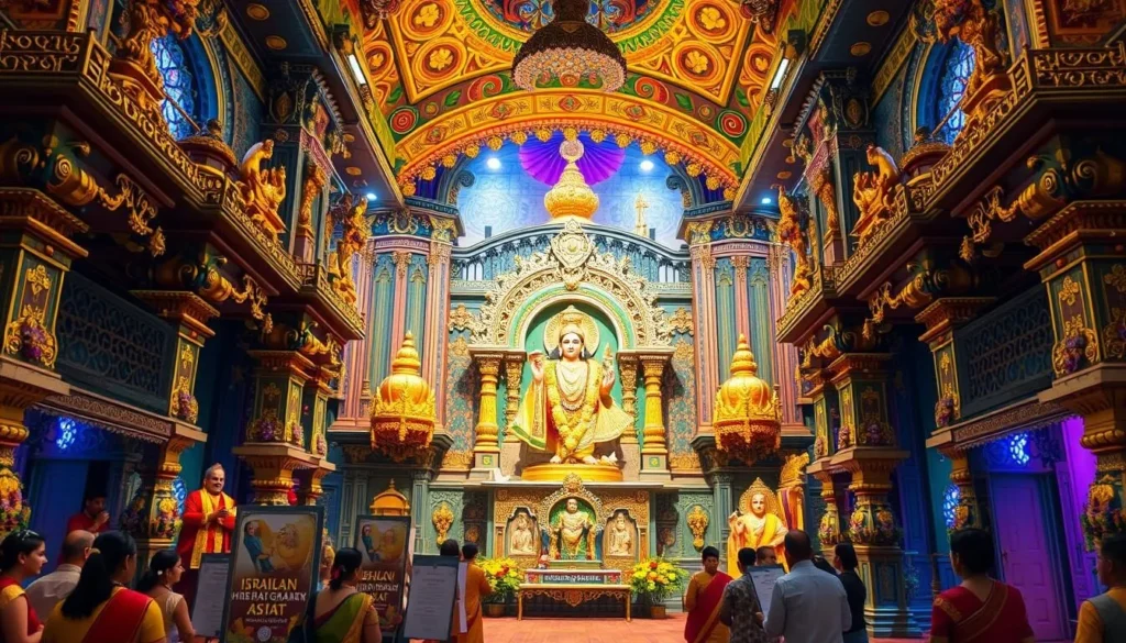 An image of the ISKCON Temple's interior