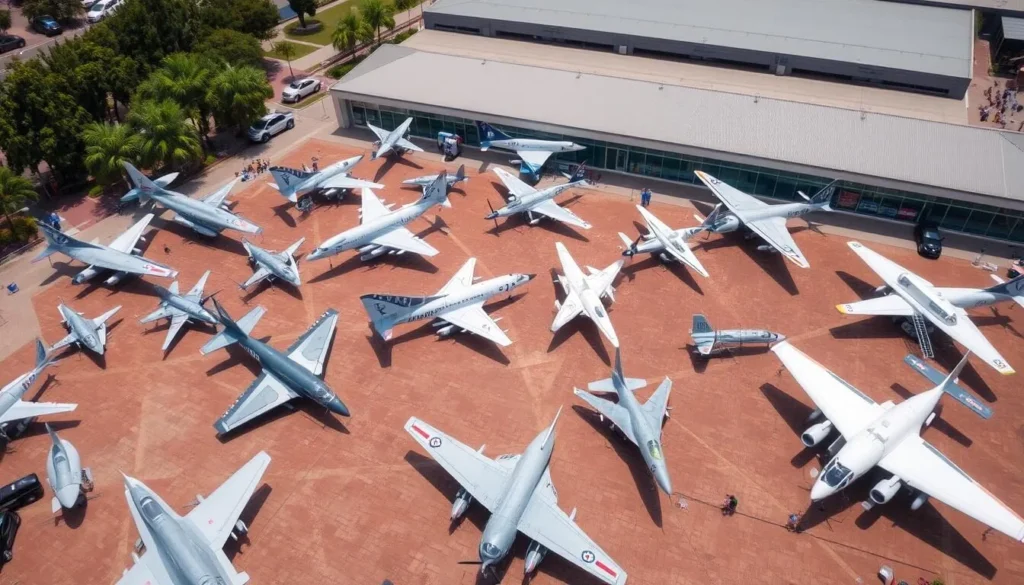An image of the Israeli Air Force Museum with various aircraft on display. An image of the Israeli Air Force Museum with various aircraft on display.