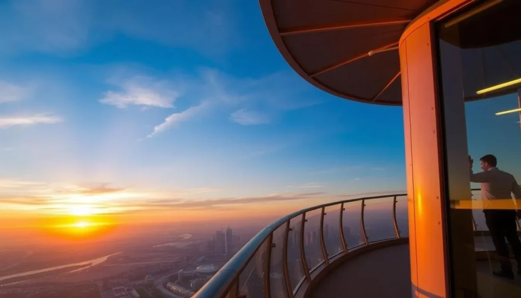 An image of the Kuwait Towers with the observation deck's panoramic view of Kuwait City