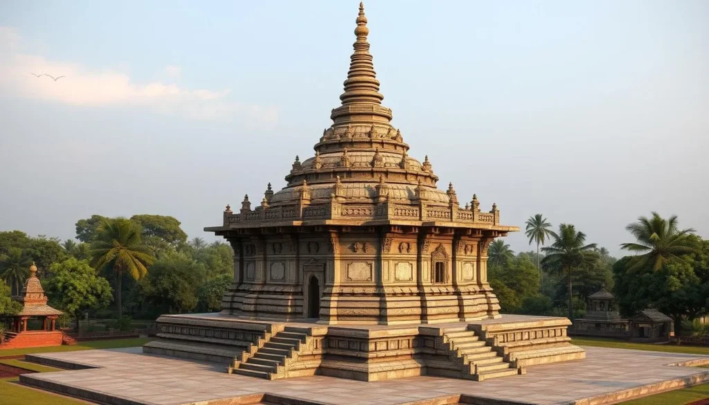 An image of the Maha Chaitya stupa at Bhattiprolu, showcasing its ancient Buddhist architecture.