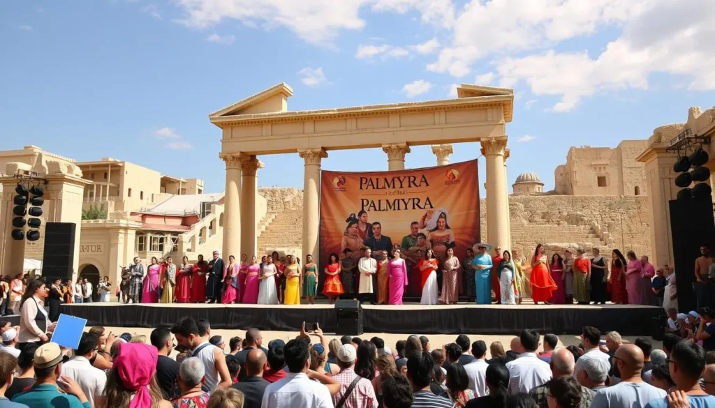 An image of the Palmyra Festival stage with international performers