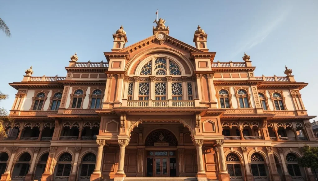 An image of the Raza Library's grand facade, showcasing its unique blend of traditional and colonial architectural styles.