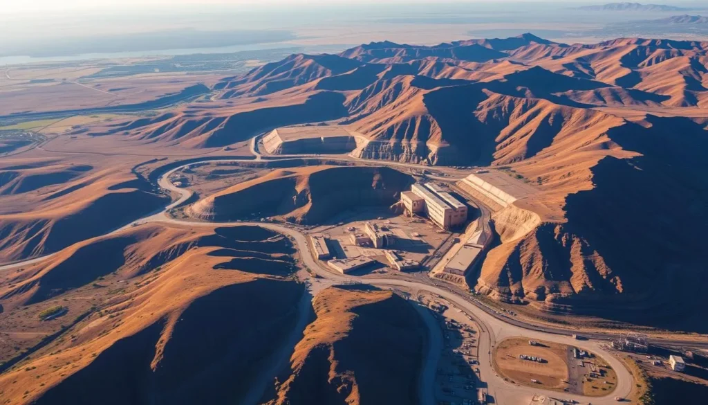 An image of the Rosebel Gold Mine, showcasing its vast mining operations and the surrounding landscape.