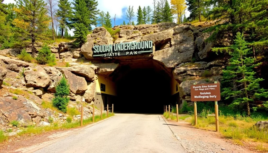 An image of the Soudan Underground Mine State Park entrance