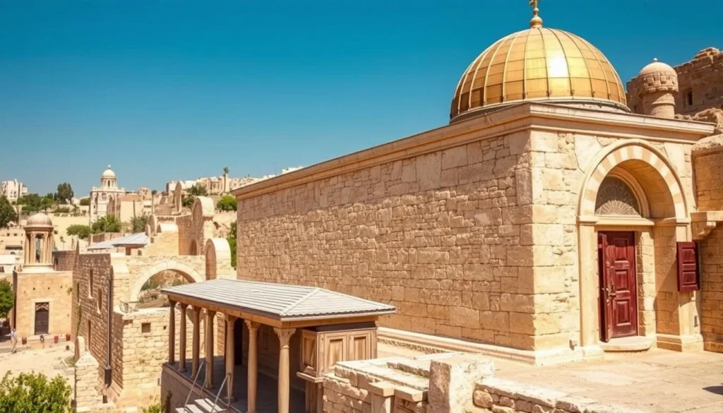 An image of the Tomb of the Patriarchs in Hebron