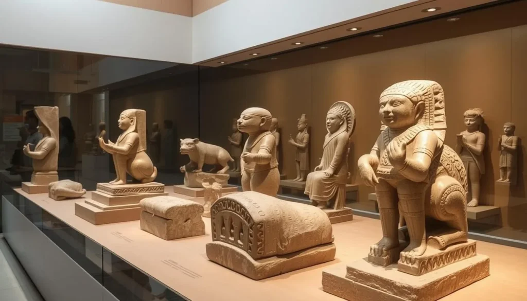An image of the stone sculptures displayed in the Kurnool Archaeological Museum