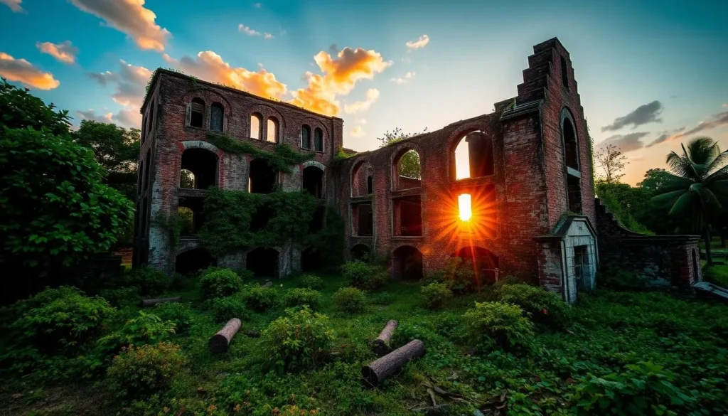 An image of the sugar mill ruins in Remire-Montjoly, French Guiana.