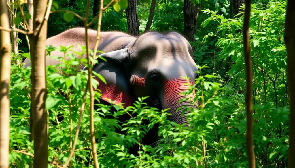 Asian elephant in Himchari National Park forest habitat Asian elephant in Himchari National Park forest habitat