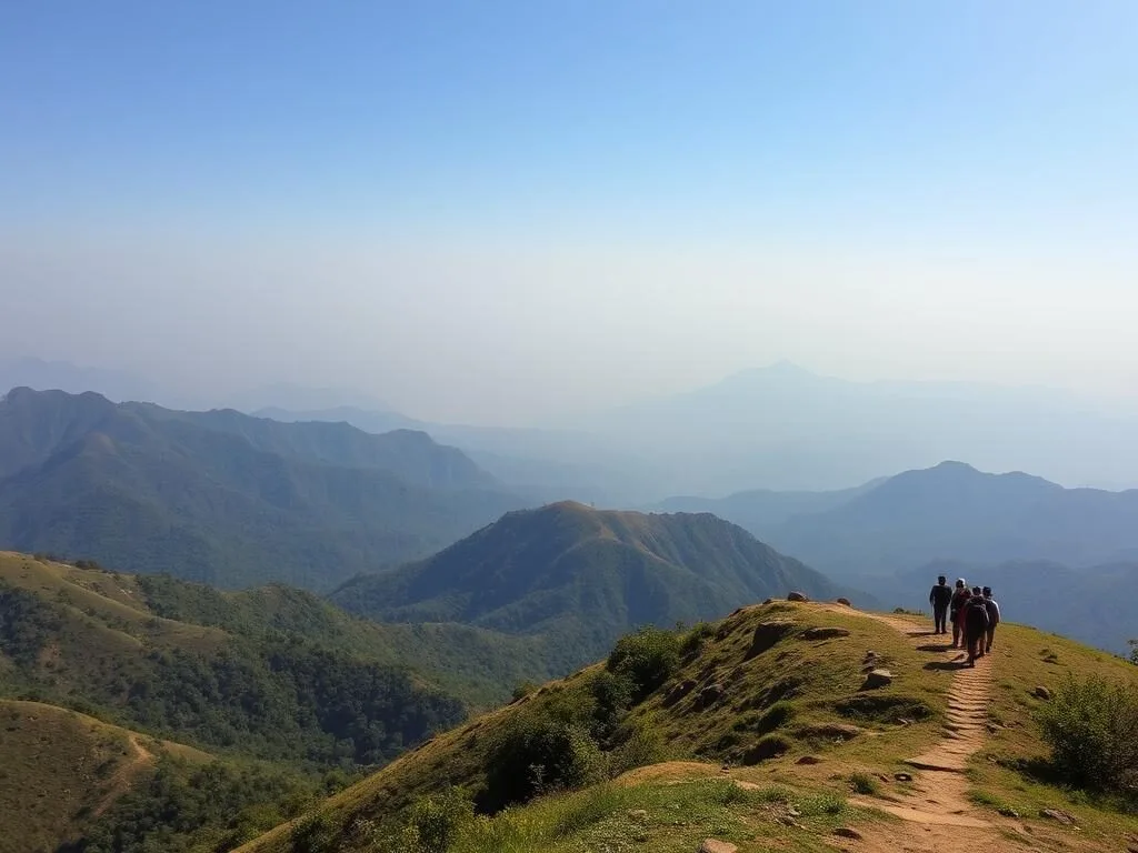 Bandarban Hills landscape during dry season with clear views of mountains and valleys