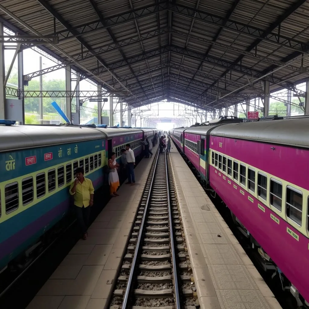 Bangladesh railway station with trains heading toward Gaur region