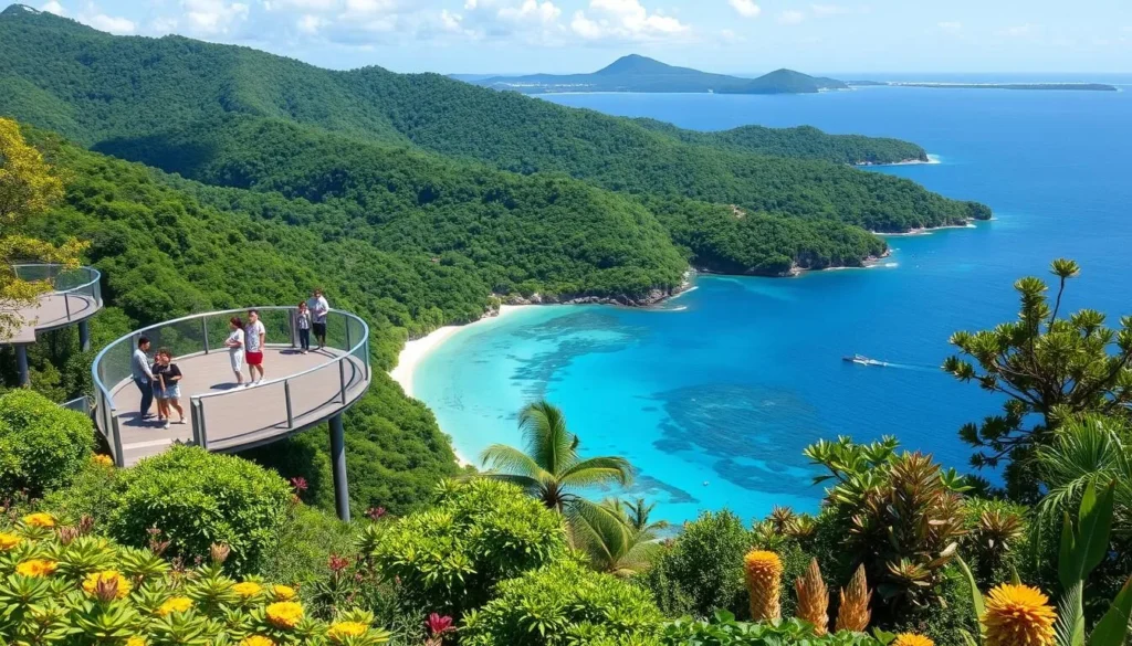 Banna Park on Ishigaki Island with observation deck and tropical forest views Banna Park on Ishigaki Island with observation deck and tropical forest views