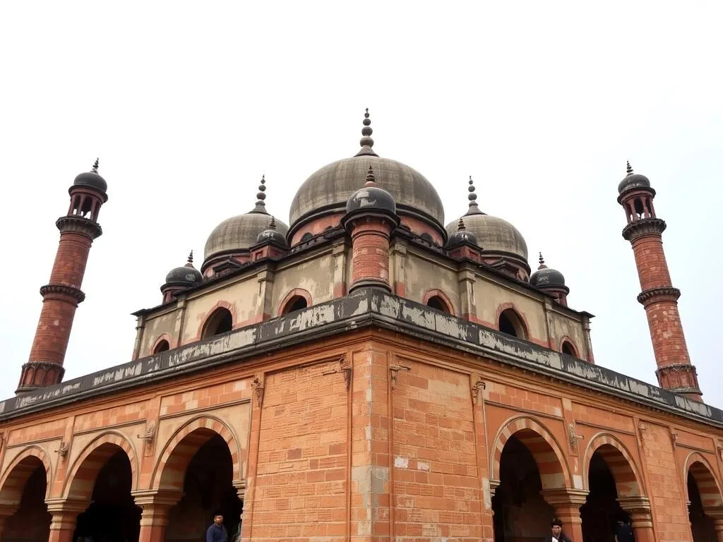 Baroduari Mosque in Gaur Bangladesh with its distinctive multiple domes Baroduari Mosque in Gaur Bangladesh with its distinctive multiple domes
