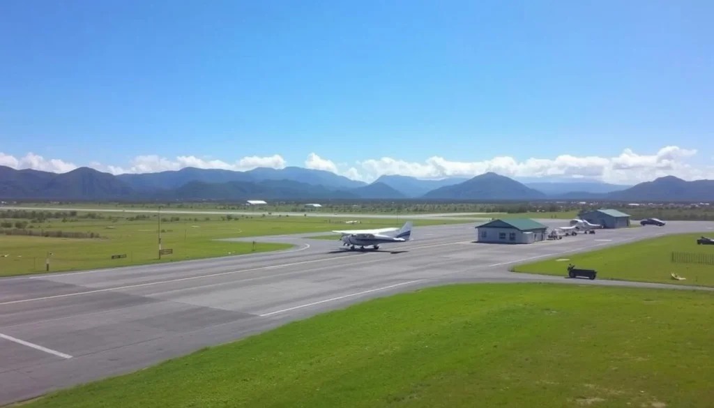 Basco Airport in Batanes with mountains in the background