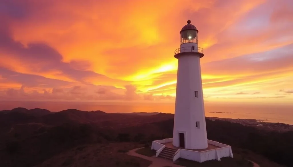 Basco Lighthouse at sunset in Naidi Hills