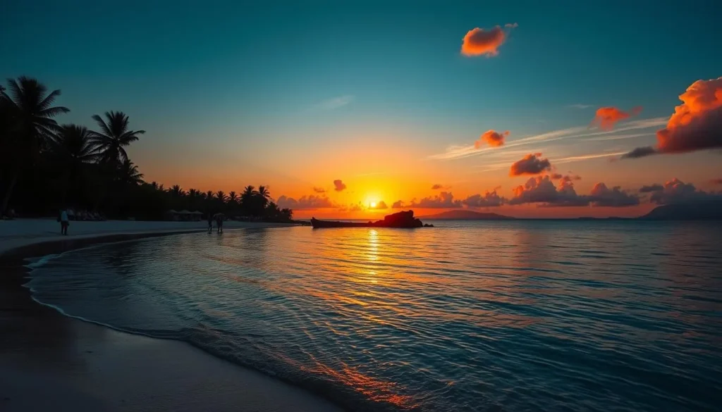 Beautiful sunset over Alona Beach in Panglao Island during dry season