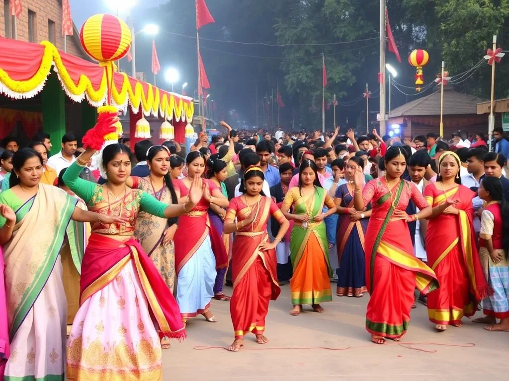 Bengali New Year celebrations with traditional dance performances in Jamalpur