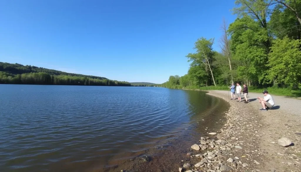 Bingham Lake with people fishing