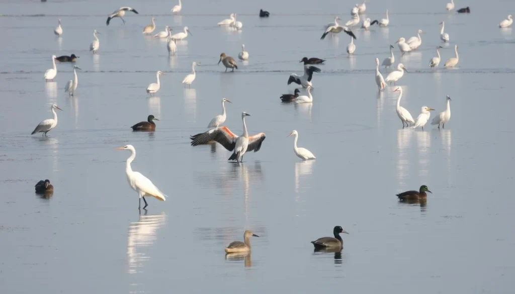 Bird watching at Bashkhali Lake with various migratory species