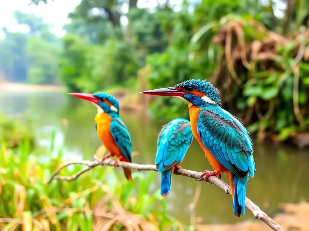 Bird watching in Jaflong showing kingfishers by the river Bird watching in Jaflong showing kingfishers by the river