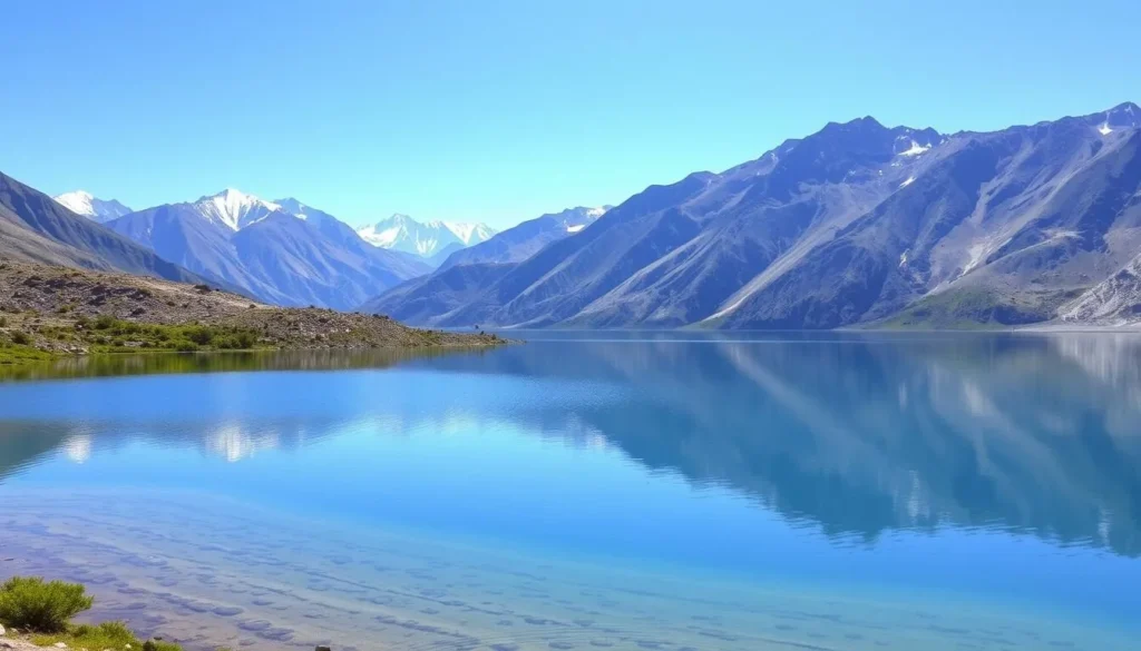 Borith Lake surrounded by mountains in Hunza Valley, Pakistan