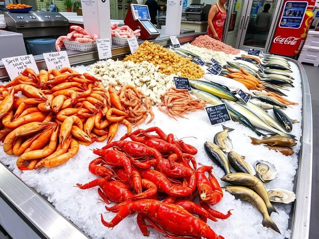 Bucktown seafood market in Metairie showing fresh Gulf seafood on display