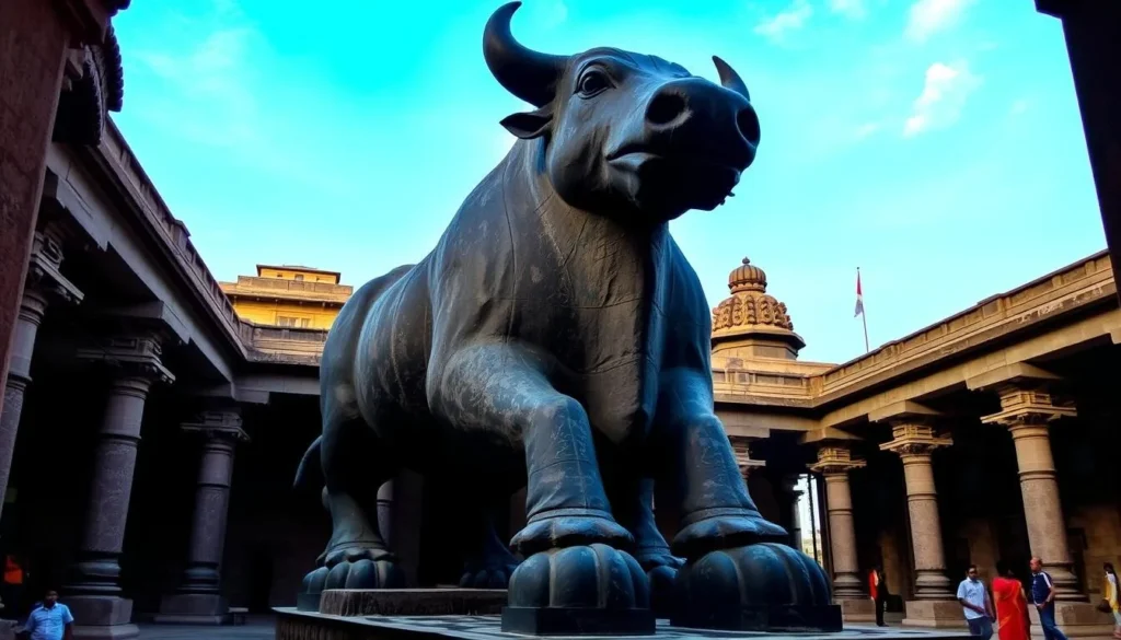 Bull Temple (Basavanagudi) showing the massive monolithic Nandi statue Bull Temple (Basavanagudi) showing the massive monolithic Nandi statue