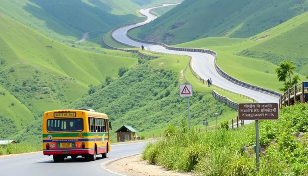 Bus transportation to Khagrachari Hills with scenic mountain road views