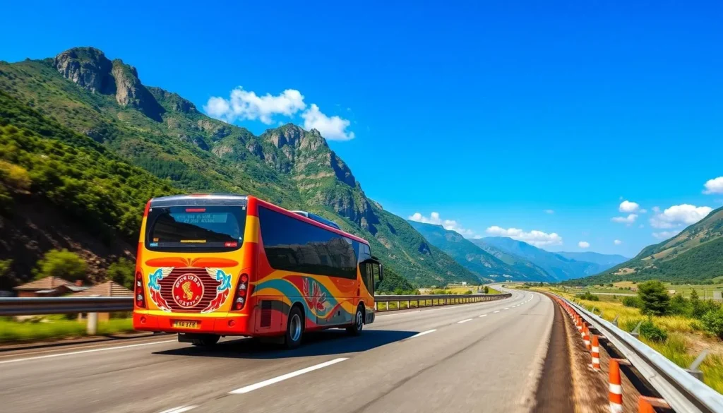 Bus traveling on a highway